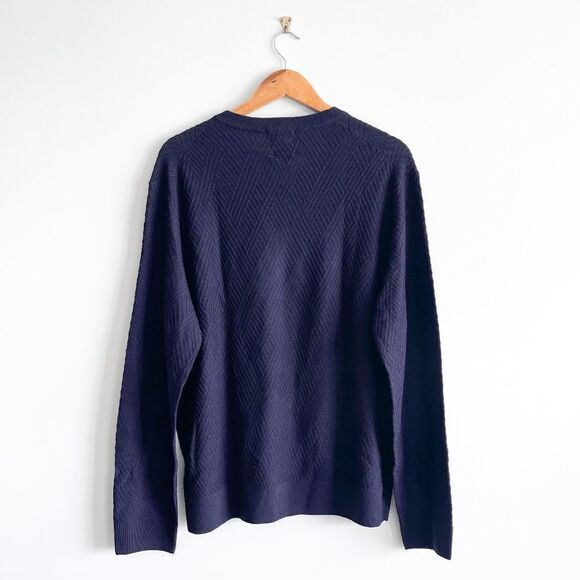 Jermyn & Bond Mens Sweater Knit V Neck Purple Wool Blend XL - Picture 2 of 8